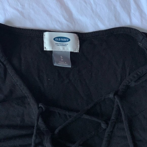 Old Navy Womens Open Front String Tie Black Short Sleeve Shirt Small 100% Rayon - Picture 4 of 5